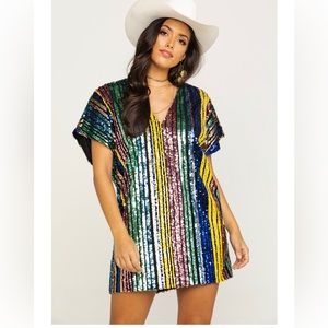 By together short sleeve sequin mini dress